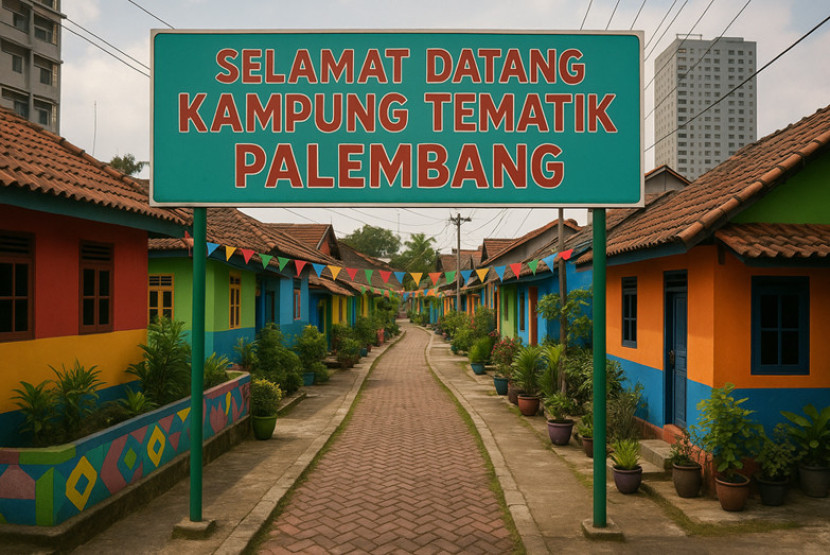 Ilustrasi menyambut kampung tematik Palembang. (FOTO: AI @ChatGPT)