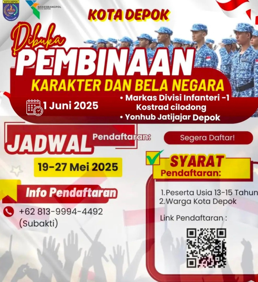 Flayer kegiatan Pembinaan Karakter dan Bela Negara bagi kalangan remaja usia 13 hingga 15 tahun. (Foto: Dok RUZKA INDONESIA)