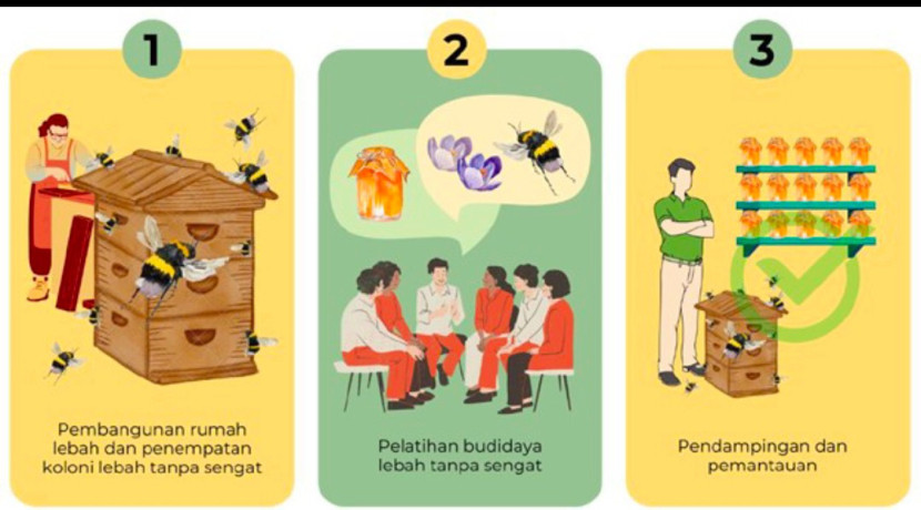 UI kembangkan kewirausahaan berbasis peternakan lebah tanpa sengat di Pesantren Raudhatul Quran 1 Klaten. (Foto: Dok Humas UI)
