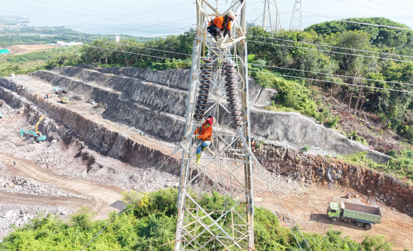 Proses rekolasi SUTT di ruas Paiton-Kraksaan. Foto: Dok. PLN UIT JBM