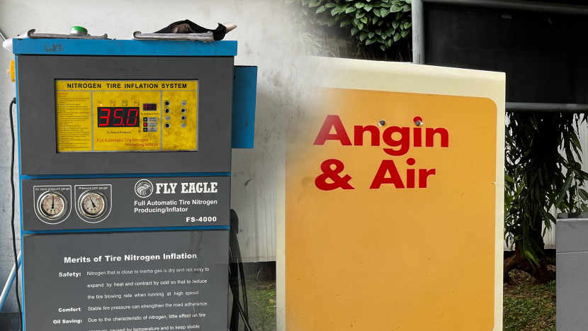 Mesin Nitrogen (Kiri) dan Mesin Angin (Kanan) di SPBU Shell (Doc. Motoresto).
