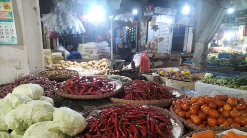 Lapak pedagang sayuran di Pasar Pelita Kota Sukabumi.