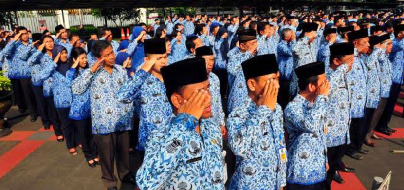 ASN sedang mengikuti upacara. (Foto: Dok REPUBLIKA)