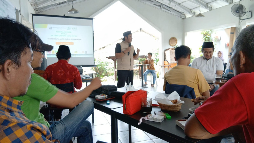 Ketua Lazisnu Depok Muchtar Said memberikan sambutan pada acara Pelatihan dan Pembinaan UMKM serta Mitra Lazisnu Depok.
