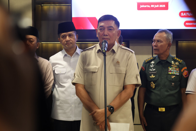 Menhan Sjafrie Sjamsoeddin di Gedung Kejagung, Jakarta Selatan, Rabu (9/7/2025). Sumber: Kemenhan