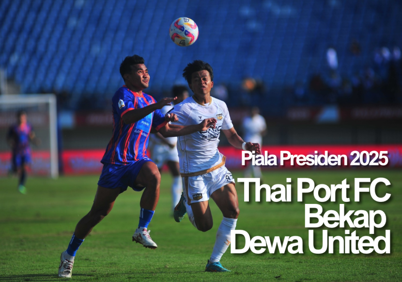 Winger Port FC Asnawi Mangkualam dan bek Dewa United Edo Febriansyah berebut bola pada laga Grup B Piala Presiden 2025 di Stadion Si Jalak Harupat, Kabupaten Bandung, Kamis (10/7/2025). KANGJEPRET/YOGI ARDHI (Data teknis: Nikon D3, Nikkor 300/2.8 ED Manual Focus)