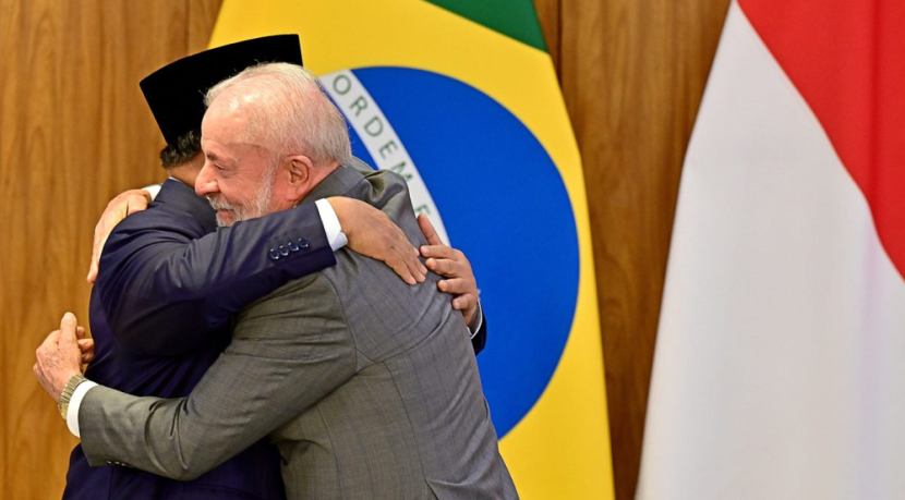 Presiden Prabowo bersama Presiden Brasil, Lula da Silva. (BPMI Setpres/ Muchlis Jr)