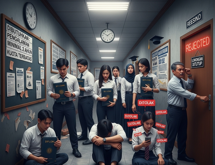 Ilustrasi, sarjana menganggur. (AI)