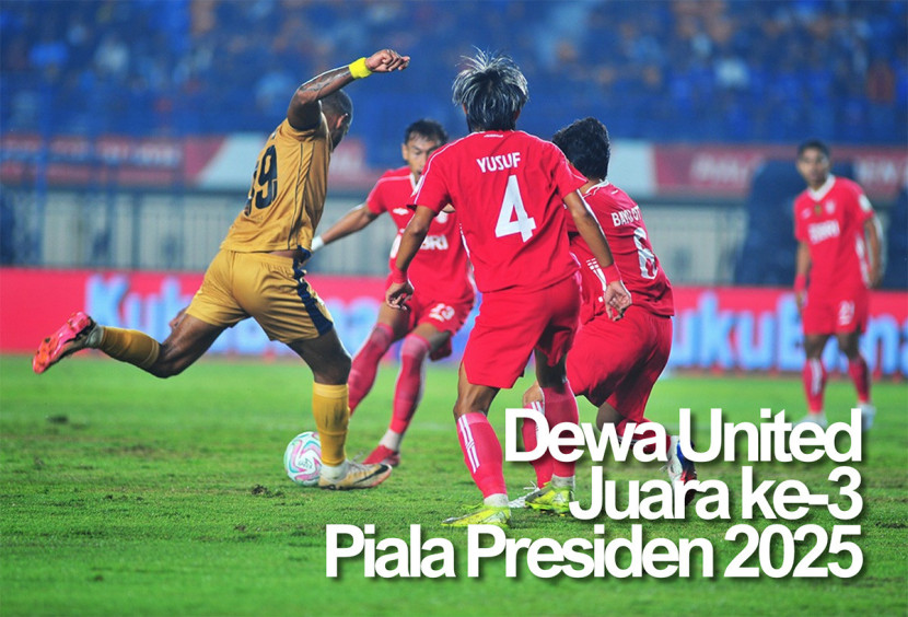 Dewa United meraih posisi ketiga pada turnamen pramusim Piala Presiden 2025 setelah mengalahkan Liga Indonesia All Stars 2-0 di Stadion Si Jalak Harupat, Sabtu (12/7/2025). KANGJEPRET/YOGI ARDHI (Data Teknis: Nikon D3, Nikkor 300/2.8 ED Manual Focus)