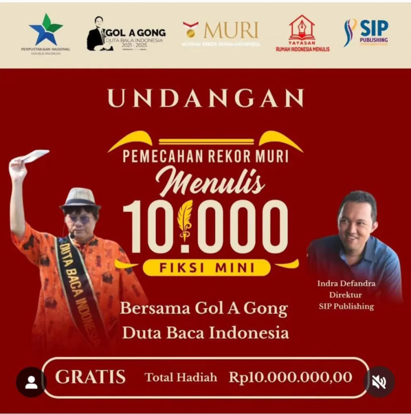 Menulis 10.000 Fiksi Mini. (FOTO: Dok, Gol A Gong)
