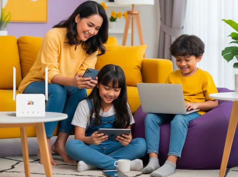 Foto ilustrasi penggunaan HiFi Air HKM 127+. (Foto: Dok Indosat Ooredoo Hutchison) 