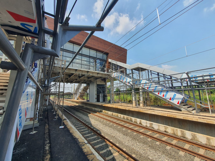 Progres fisik pembangunan Stasiun Jatake, Pagedangan, Kabupaten Tangerang, sudah mencapai 92,78 persen. (Foto: Humas KAI)