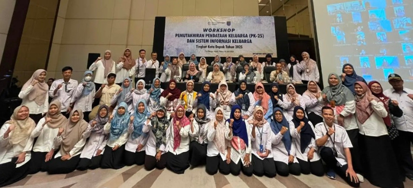 DP3AP2KB Kota Depok menggelar workshop persiapan Pemutakhiran Pendataan Keluarga Tahun 2025 (PK-25) dan Sistem Informasi Keluarga (SIGA) di The Margo Hotel, Rabu (16/07/2025). (Foto: Dok Diskominfo Kota Depok)