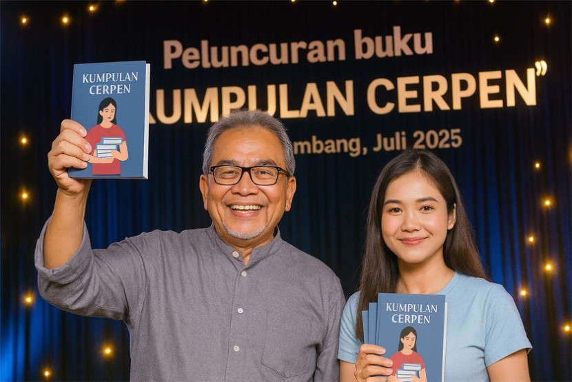 Ilustrasi peluncuran buku kumpulan cerpen. (FOTO: AI ChatGPT)