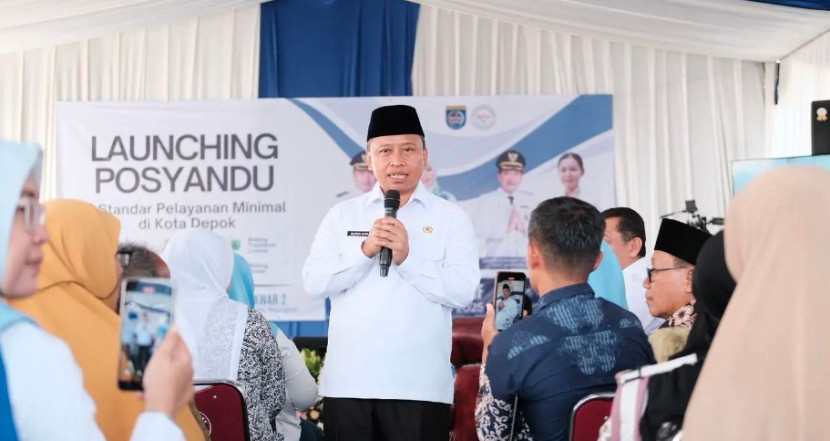 Wali Kota Depok, Supian Suri melaunchig 6 SPM Posyandu. (Foto: Dok Diskominfo Kota Depok)