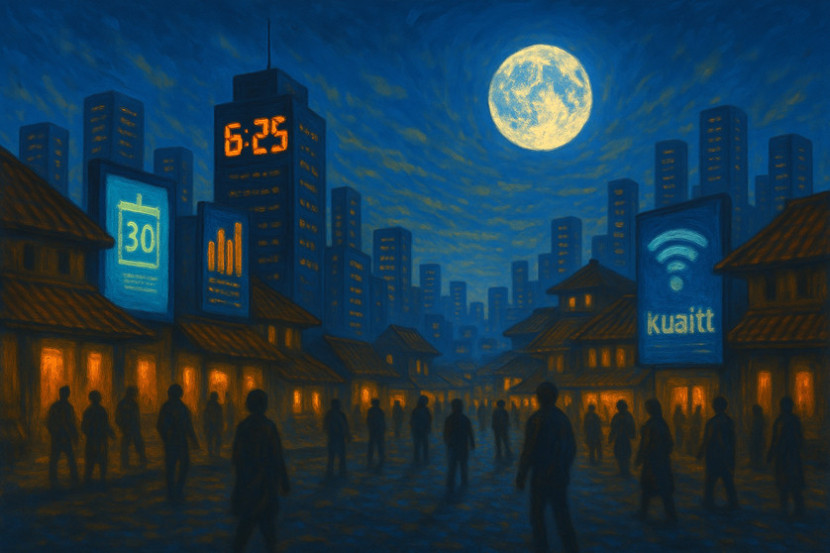 Kota Sungsang malam hari. (Ilustrasi AI)