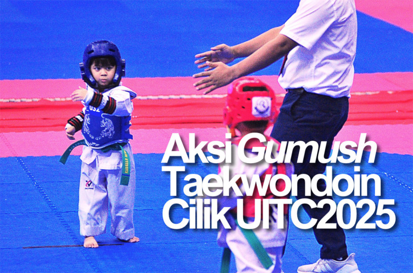 Aksi taekwondoin balita pada ajang Universitas Indonesia Taekwondo Championship (UITC) pekan lalu di Balairung Kampus UI Depok, Ahad (19-20/7/2025). Foto-foto Dokumentasi UITC 2025 YOGIARDHI(Data Teknis: Nikon D3, Nikkor 80-200/2.8 ED 3rd Gen)