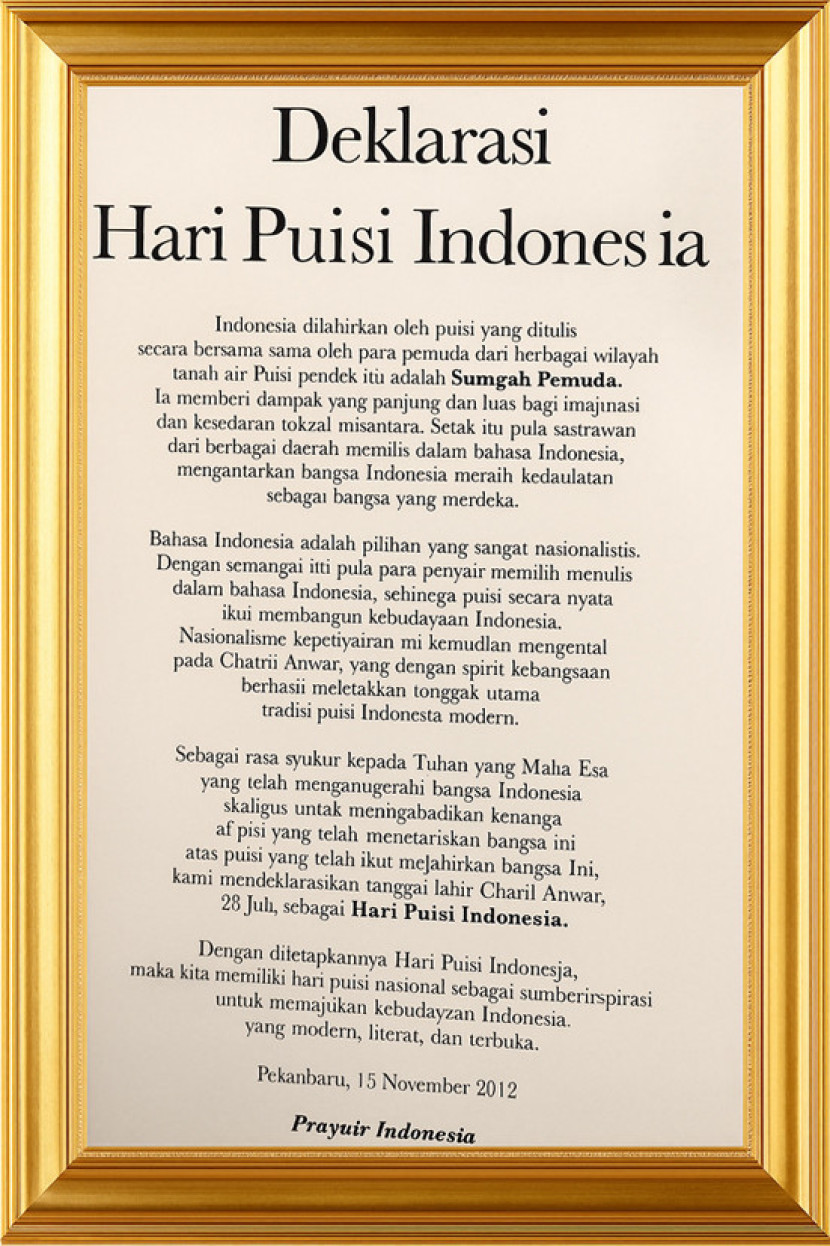 Deklarasi Hari Puisi Indonesia. (FOTO: Maspril Aries)