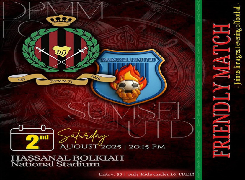 Flyer pertandingan persahabatn Sumsel United vs DPMM FC di Brunei Darussalam. (FOTO: IG @officialdpmmfc).
