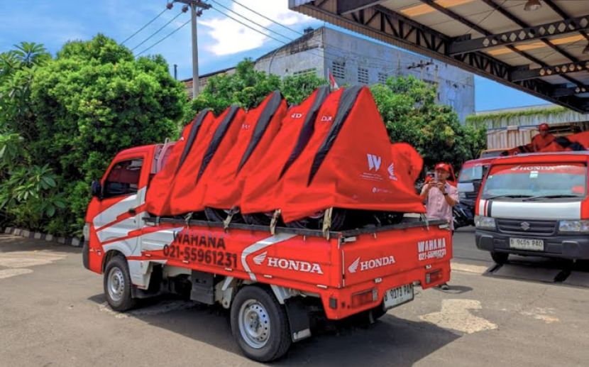 Sepeda motor yang dikirim dalam keadaan dibungkus dan aman. dok WARI