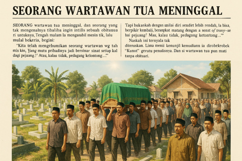 Ilustrasi berita meninggalnya seorang wartawan. (FOTO: AI)