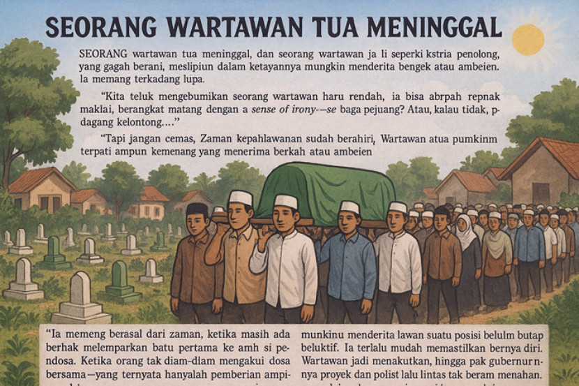 Ilustrasi berita meninggalnya seorang wartawan. (FOTO: AI)