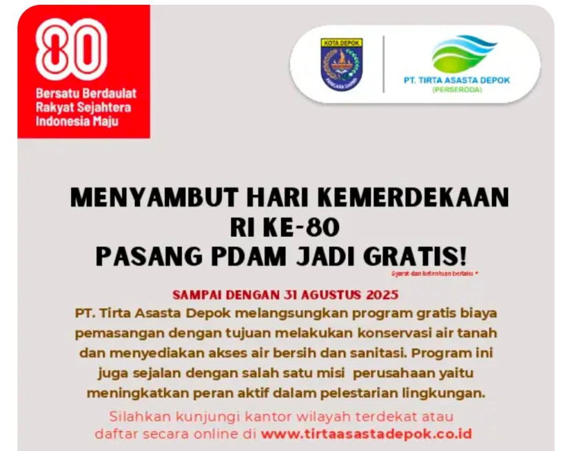 Flayer pemasangan PDAM gratis. (Foto: Dok RUZKA INDONESIA) 
