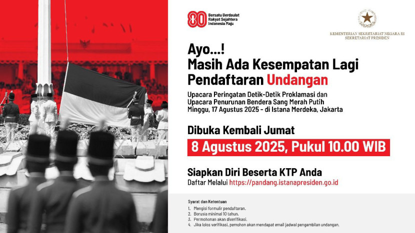 Undangan mengikuti upacara HUT Ke-8 RI di Istana Kepresidenan Jakarta. Sumber: BPMI Setpres