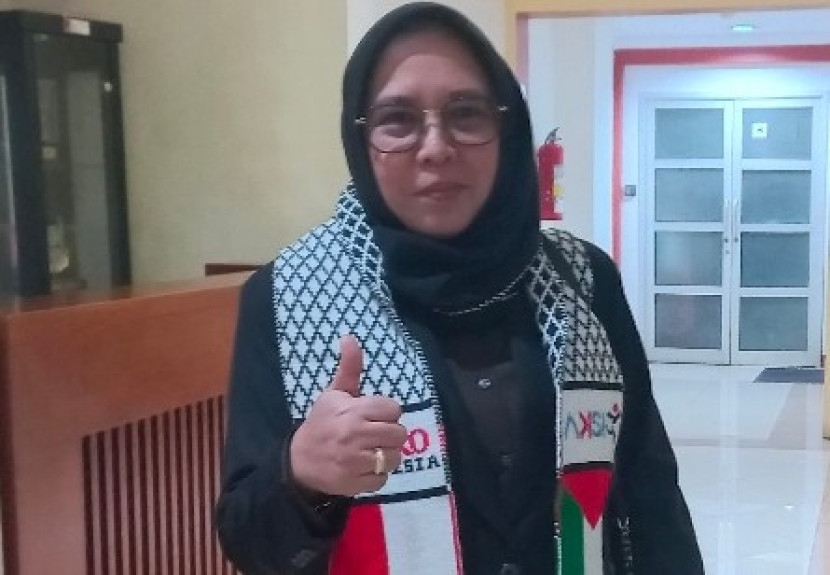 Ketua BKD DPRD Kota Depok, Hj. Qonita Lutfiyah dukung kemerdekaan Palestina. (Foto: Dok RUZKA INDONESIA)