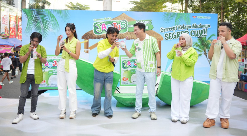Peluncuran Jasjus Rasa Kelapa Muda di Car Free Day (CFD) Sudirman, Jakarta, Minggu (10/8/2025). (Foto: Ruzka Indonesia/Wings)