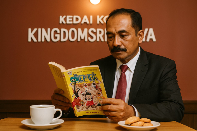 Ilustrasi segala usia, tua, muda, milenial, gen-z suka baca Komik manga 