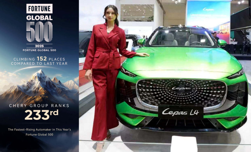 Tahun ini, Chery berada di peringkat ke-233 daftar Fortune Global 500 dengan ekspor kumulatif menembus lima juta unit—merek mobil Tiongkok pertama yang sukses mencapai angka ekspor tersebut. (Foto: Dok RUZKA INDONESIA)