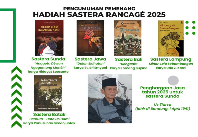 Daftar penerima Hadiah Sastra Rancage 2025. (FOTO: IG @yayasanrancage)