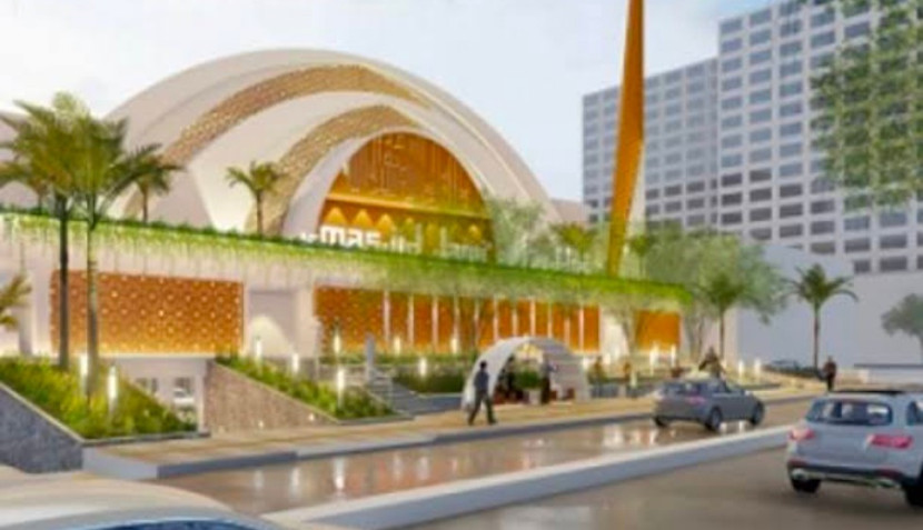 Indahnya disain Masjid Jami Al Qudus Margonda yang anggaran pembagunannya dicoret Waki Kota Depok, Supian Suri. (Foto: Dok RUZKA INDONESIA) 