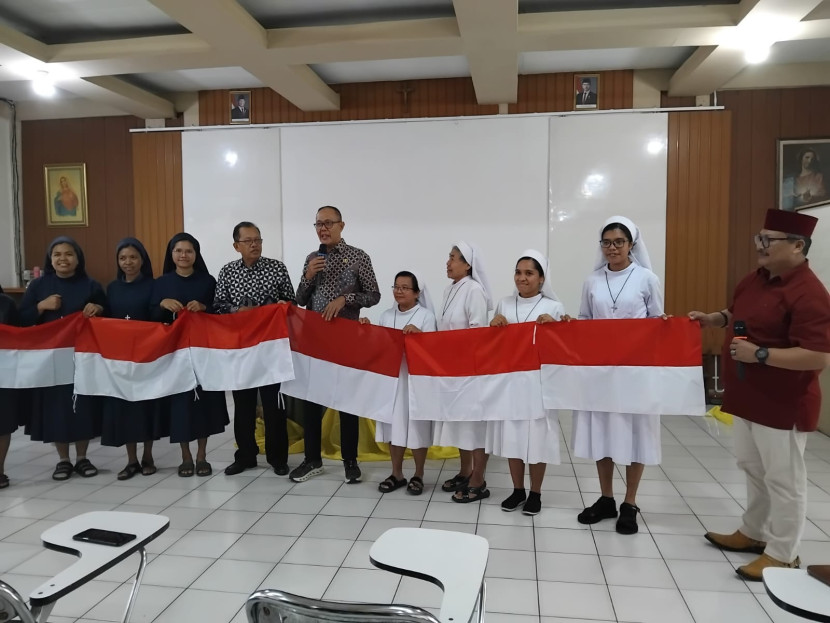 Acara silaturahmi dan tatap muka bersama Forum Masyarakat Katolik Indonesia yang digelar di Rumah Retret Santa Lidwina, Sukabumi, Kamis (14/8/2025).