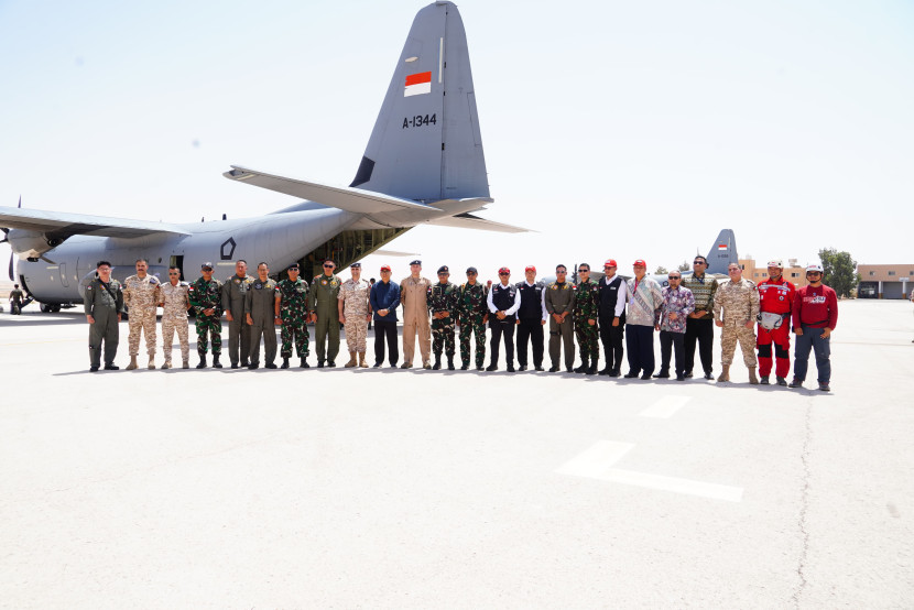 Satgas Merah Putih II mendarat di Amman, Yordania. Sumber: Puspen TNI