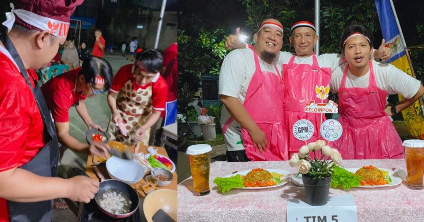 Peserta lomba masak nasi goreng di Perumahan Grand Putra Mandiri (GPM) Tanah Baru, Kecamatan Beji, Kota Depok. (Foto: Johan GPM) 