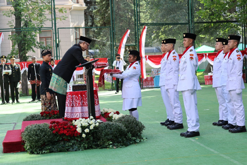 Upacara bendera HUT 80 RI di KBRI Moskow Sumber:dok KBRI Moskow