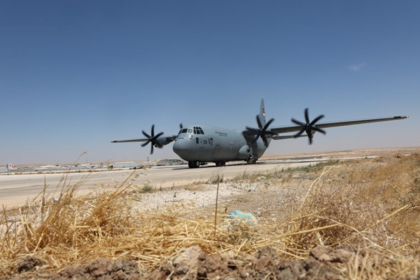 Pesawat Super Hercules di Pangkalan Udara King Abdullah II, Amman, Yordania. Sumber: Kemenhan