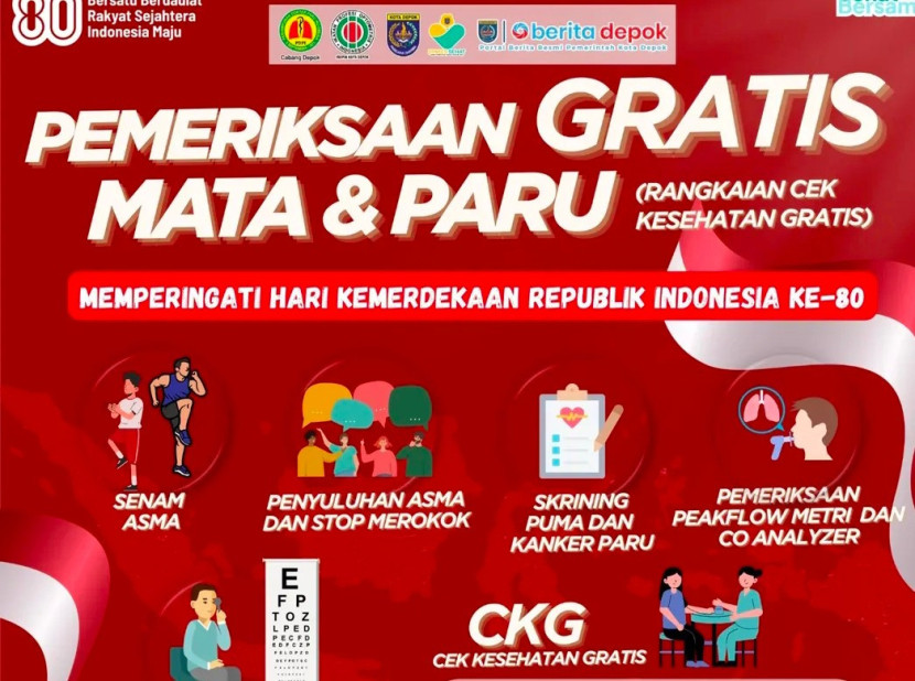 Flayer Dinkes Kota Depok gelar pemeriksaan mata dan paru secara gratis. (Foto: Dok RUZKA INDONESIA) 
