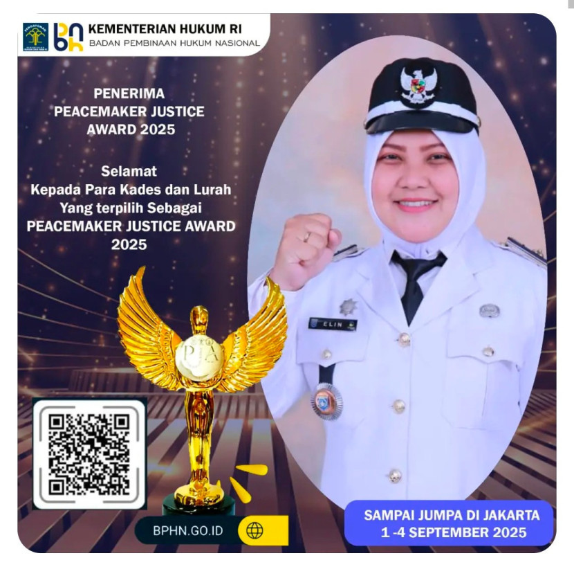 Foto ucapan selamat Lurah Depok Jaya, Herliana Maharani menerima Peacemaker Justice Award (PJA) 2025. (Foto: Dok Diskominfo Kota Depok) 