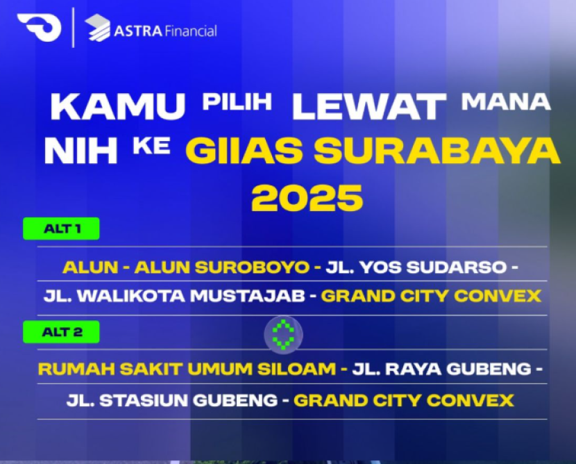 Pilihan rute menuju GIIAS Surabaya 2025. dok GIIAS
