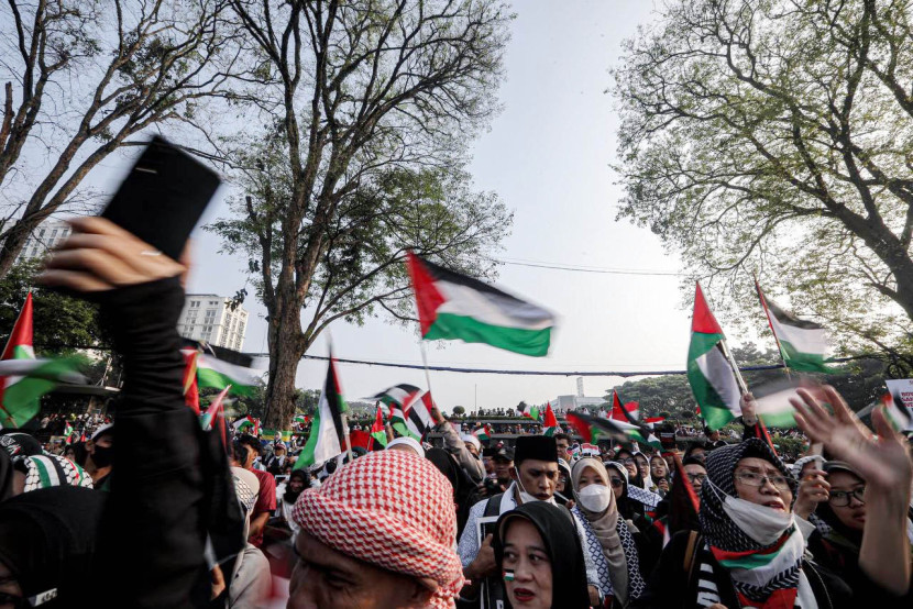 Aksi Bela Palestina di Gasibu, Kota Bandung, Ahad (24/8/2025). Foto: Diskominfo Kota Bandung