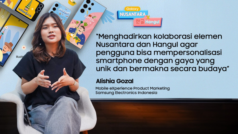 Alishia Gozal dari MX Product Marketing SEIN mengadopsi dua budaya yang digemari dan dibanggakan oleh anak muda dalam sebuah kolaborasi Nusantara x Hangul pada Galaxy Wrap.