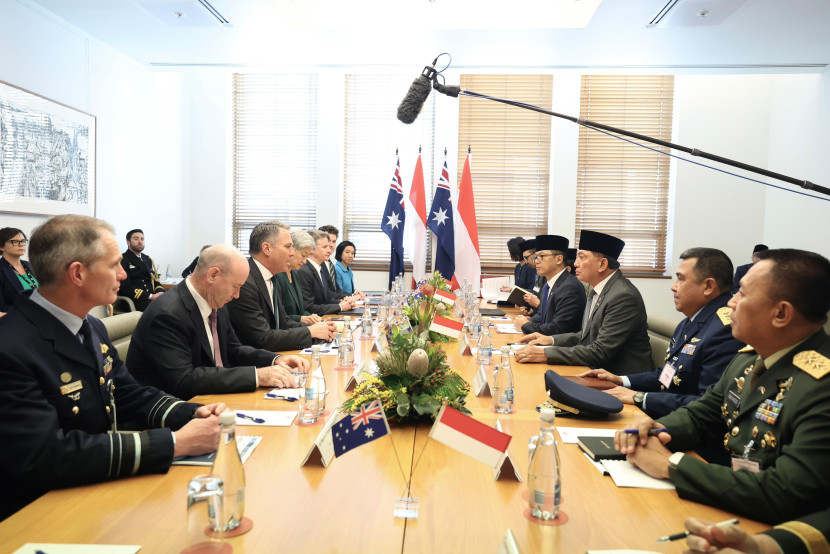 Menhan Sjafrie Sjamsoeddin dan Menlu Sugiono bertemu Menhan Australia Richard Marles dan Menlu Penny Wong. Sumber: Kemenhan