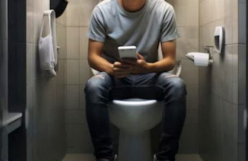 Menggunakan ponsel di toilet