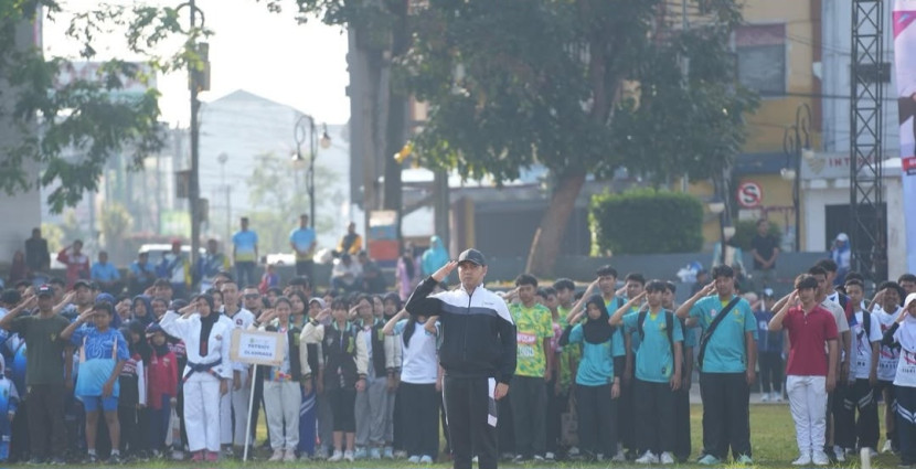Momen peringatan Haornas tingkat Kota Sukabumi di Lapang Merdeka Kota Sukabumi, Rabu (10/8/2025).