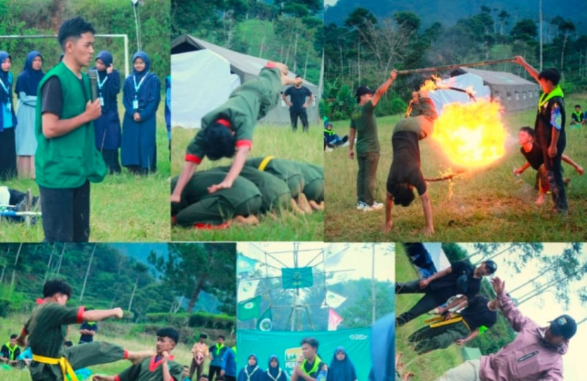 Para peserta Mukhoyyam 2025 MA Plus Al-Ittihaad Cikajang Garut memperlihatkan hasil dari ekstrakurikuler yang diikutinya. (Foto. Dok Taupiq)