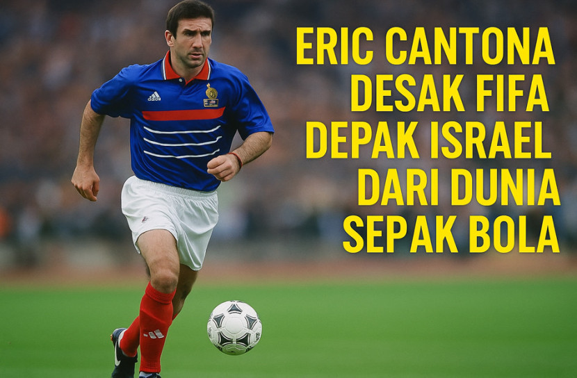 Ilustrasi Eric Cantona dengan kostum timnas Prancis. (FOTO: Aplikasi Imitasi)