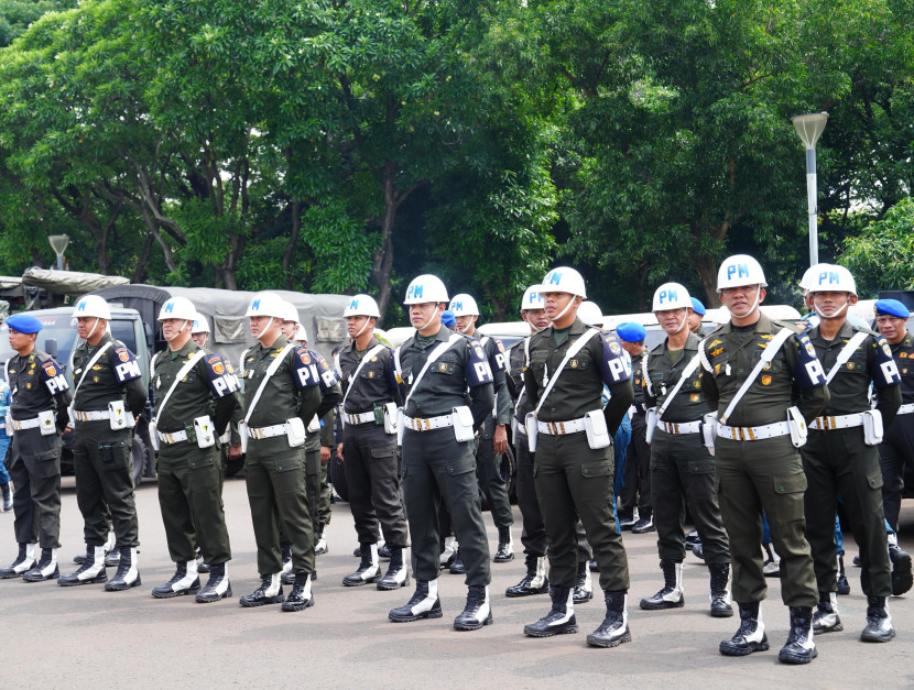 Personel Puspomad mengikuti apel di Monas, Jakarta Pusat, Senin (22/9/2025). Sumber: Puspen TNI